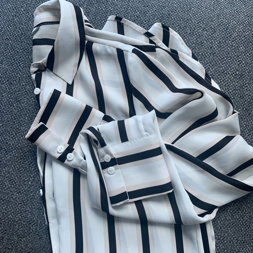 Long striped button down